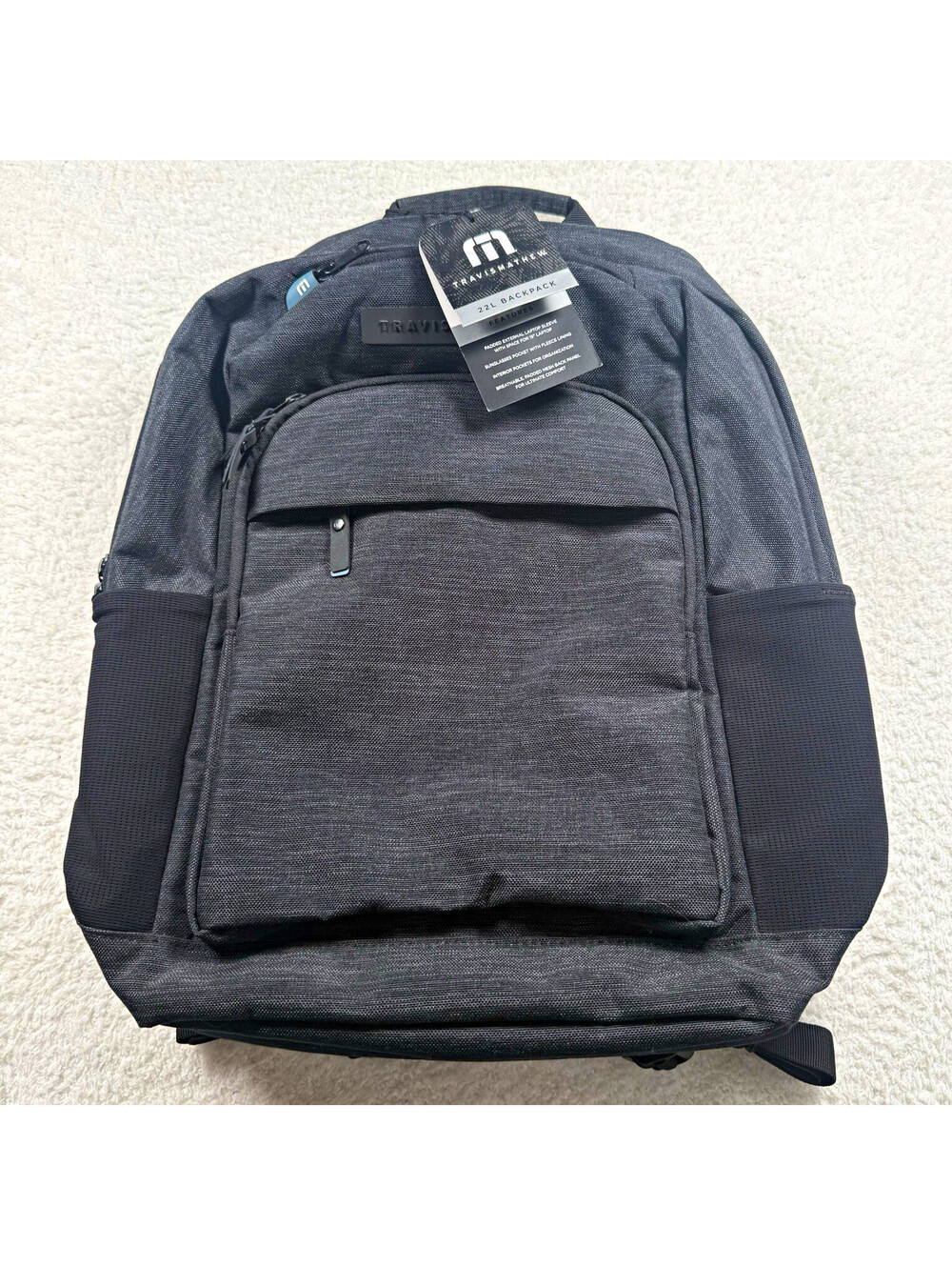 TravisMathew 22L Backpack Charcoal 15” Laptop Sleeve Golf Travel NWT